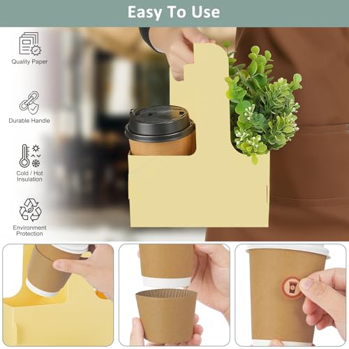 2 Cup Drink Carrier 16 Pack - 50% Off Disposable Coffee Cup Holders - Image 3