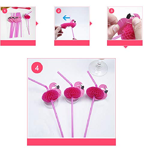 100 pitillos desechables flamingo flexibles para fiesta miniatura 4