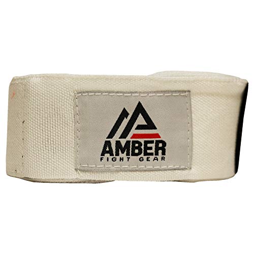 Amber Fight Gear Semi Elastic Professional 180” Hand Wraps With Hook And Loop Closure For Boxing Kickboxing Muay Thai Mma For Men And Women – 1 Pair (White) #TOP4