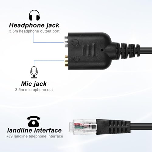 Câble RJ9 mâle vers jack 3.5mm adaptateur audio pour micro casque écouteur