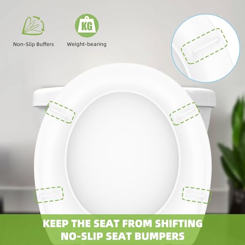 Image of Round Toilet Seat Soft Close, 16.5 inch Standard Round Toilet Lid, Cotton White | Universal Toilet Replacement Compatible with TOTO /Kohler /Gerber /American Standard, 2-pack Toilet Bolts and Nuts
