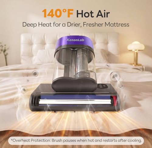 Image of Mattress Vacuum Cleaner, 18000Pa Bed Vacuum Cleaner, 275nm UV-C Light & Ultrasonic 140F Heat with High-Speed Deep Tapping, Versatile Handheld Vacuum for Bed, Sofa, Couch, Crib（Corded）