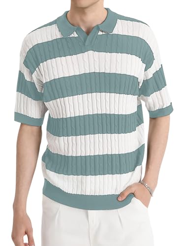 HYPESTFIT Men's Slim Fit V-Neck Polo Shirt Short Sleeve Golf Colour Block T Shirt, Soft Cotton Summer Casual Shirt for Work, Business and Casual Occasions HYPESTFIT Men's Slim Fit V-Neck Polo Shirt Short Sleeve Golf Colour Block T Shirt, Soft Cotton Summer Casual Shirt for Work, Business and Casual Occasions