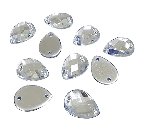 Perlin Set of 100 Sew On Rhinestone Gems for Sewing on Drops Set 14 x 10 mm Crystal Acrylic Stones Crystal Flatback for Garment Crafts Clothing and Bag Decoration