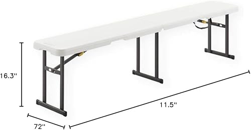 Miniatura 10 de Living and More Banco plegable de 6 pies con asa de transporte, fácil de plegar y transportar, uso en interiores y exteriores, marco de acero