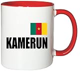 Mister Merchandise Kaffeetasse Kamerun Fahne Flag Teetasse Becher, Farbe: Weiß-Rot