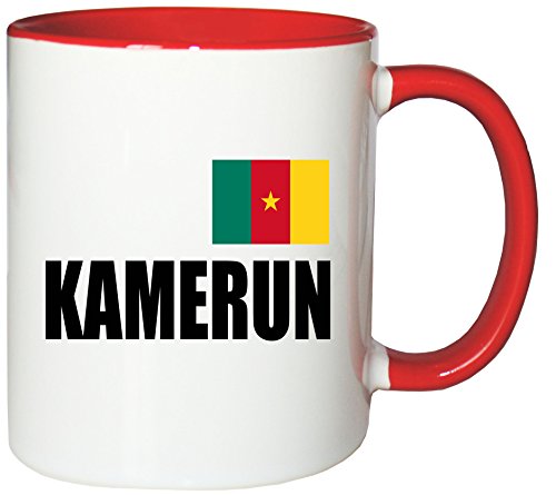 Mister Merchandise Kaffeetasse Kamerun Fahne Flag Teetasse Becher, Farbe: Weiß-Rot