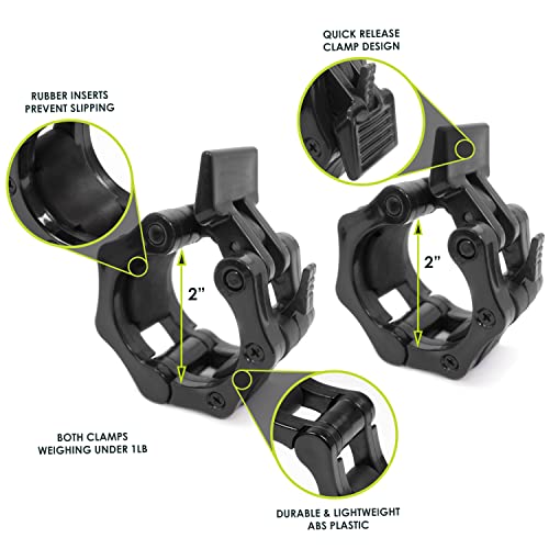 Prosourcefit Olympic Barbell Clamp Collars Quick Release Pair Of 2-Inch Durable Barbell Clips For Weightlifting, Powerlifting, Crossfit And Strength Training, Black #TOP2