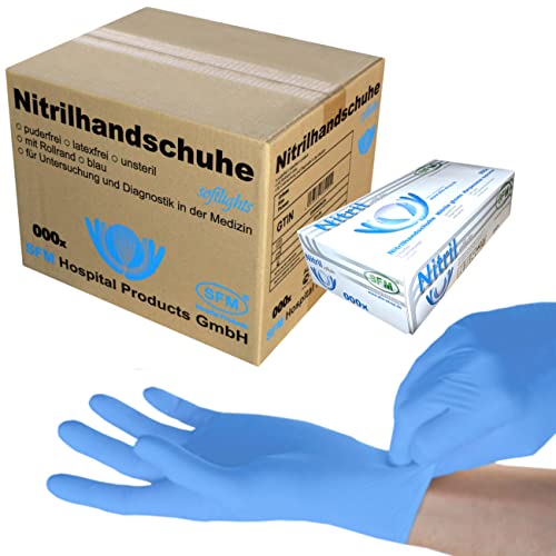 SFM ® SOFTLIGHTS Nitril : XS, S, M, L, XL, XXL blau puderfrei F-tex Einweghandschuhe Einmalhandschuhe Untersuchungshandschuhe Nitrilhandschuhe M (1000) Cover