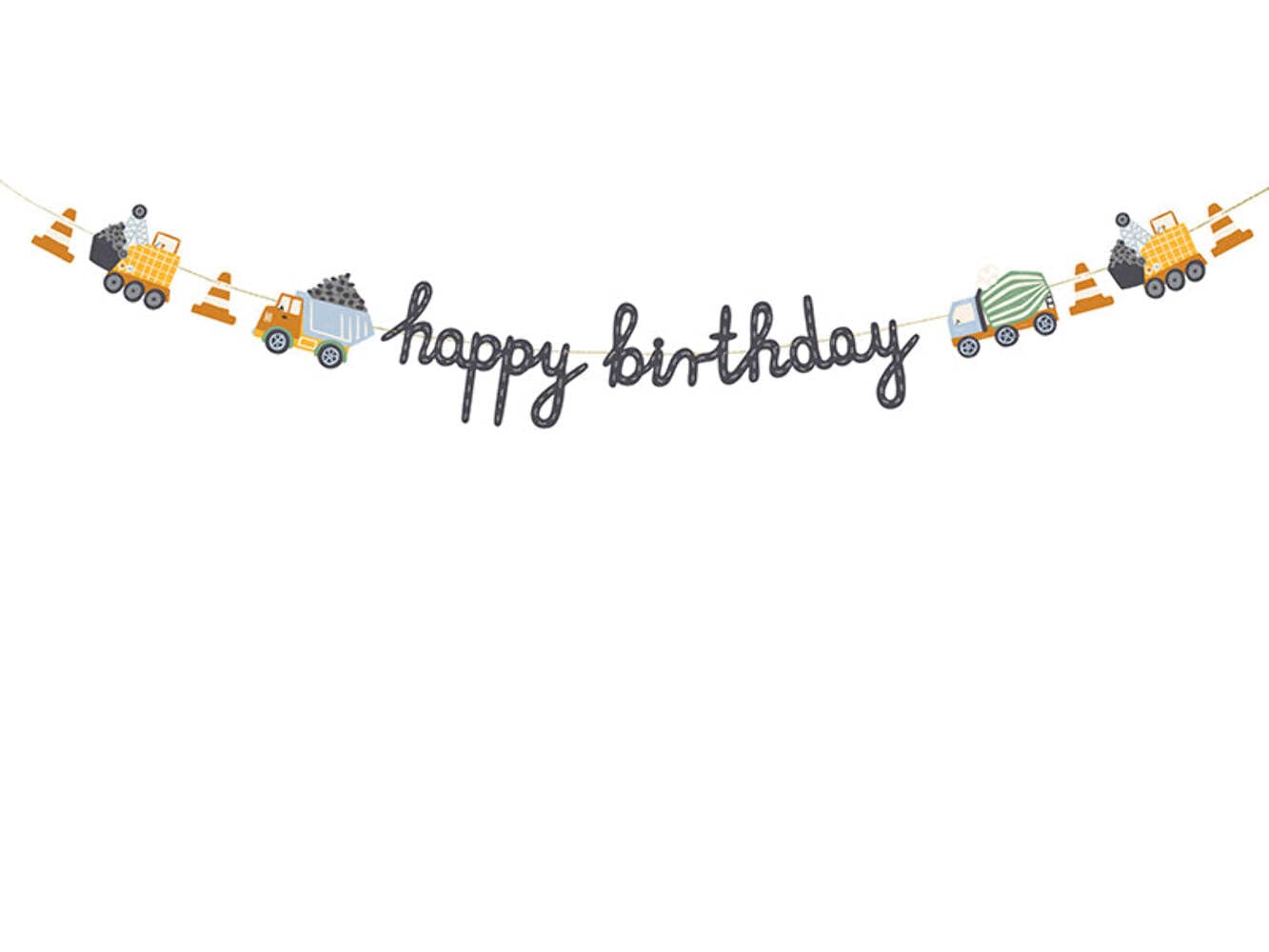 Banner Happy Birthday Construction Vehicles 2m Mix