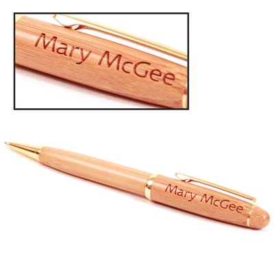 Quality Personalized Bamboo Twist Ball Point Pen - Free Engraving