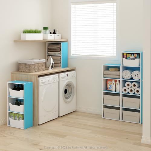 Image of Furinno Luder Bookcase / Book / Storage, 4-Tier, Light Blue /White