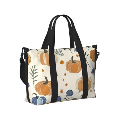 Travel Duffle Bag Pumpkin Flower Weekender Overnight Bags Luggage Bag for Women Men Waterproof Sports Gym Bag Hand Bag with Shoulder Strap3