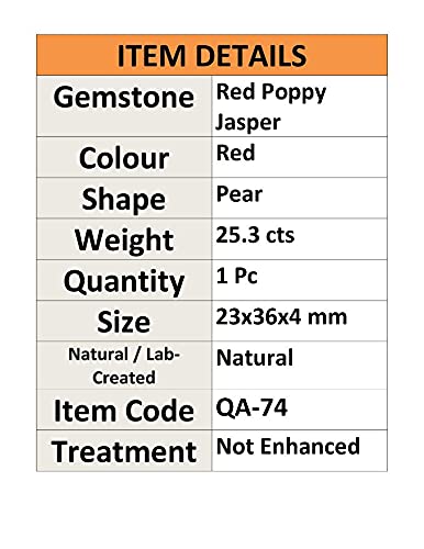 Jaspe Coquelicot Rouge 25,3 Cts, la pierre naturelle poire symbole de passion et d'énergie - 3