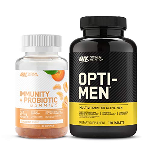 Optimum Nutrition Immunity & Probiotic Gummies, Immune and Digestive Health Support (60 Count) with Opti-Men, Mens Daily Multivitamin Supplement (150 Count) - Bundle Pack