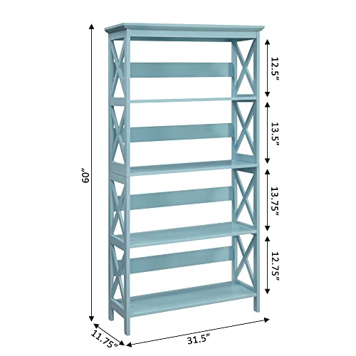 Convenience Concepts Oxford 5 Tier Bookcase, Sea Foam #TOP28