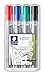Produktbild STAEDTLER Lumocolor 356 WP4 Flipchart-Marker, farbintensiv, geruchsarm, Rundspitze ca. 2 mm Linienbreite, hohe Qualität, ideal für Flipchart-Blöcke, Set mit 4 Farben, sortiert, 1 Stück