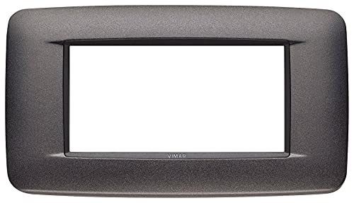  Vimar Serie Eikon – Placca Round 4 Moduli Metallo Verniciato Antracite Opaco