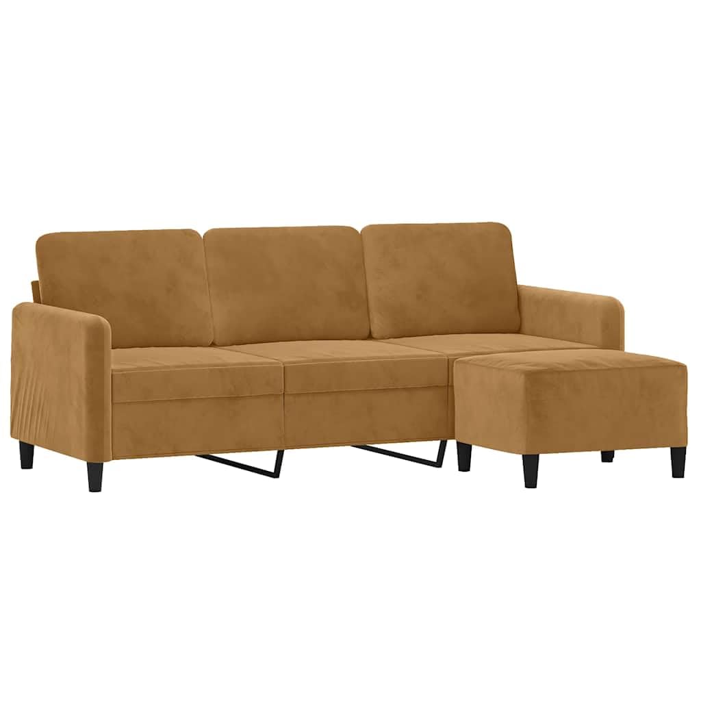Canapé 3 Places Marron en Velours avec Repose-Pieds inclinable, Meuble de Salon Moderne, canapé modulable avec Espace de Rangement, idéal pour séjour ou Appartement