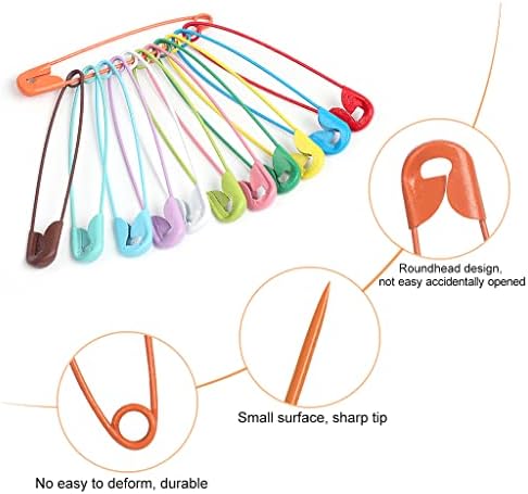 YOYUSH 100 Pcs 55mm Safety Pins, Rust Resistant Large Safety Pins, Strong Nickel Plated Steel Sewing Pins for Clothes DIY Crafts Jewelry Making Sewing Quilting Pinning(Multicolour)