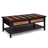 VASAGLE Wooden Coffee Table with 2 Drawers, Rustic Cocktail Table with Solid Wood Legs and Storage Shelf, Easy to Assemble, for Living Room, Office, Reception, Light Maple and Dark Walnut ULCT11CY