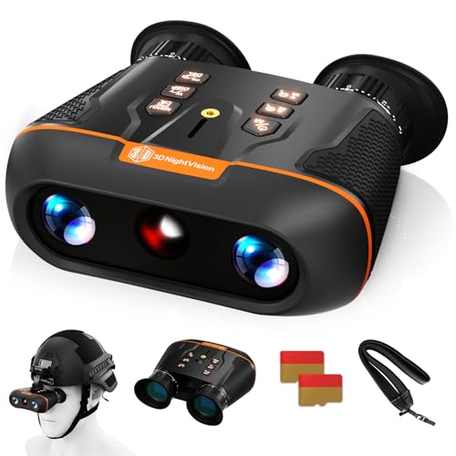 3D VR Night Vision Goggles,Head or Helmet Mounted, Wide FOV 4K Video Video Recording, Stealth Infrared 940nm IR,8X Digital Zoom (Black)
