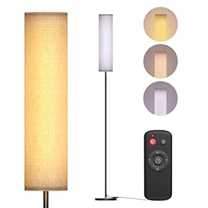 Lampadaire sur Pied Salon, Abat-jour en Tissu, 12W Lampadaire Moderne, lampe salon Classique,Température de couleur infinie,Lumière Douce Naturelle, pour Salon, Chambre, Bureau, Salle à Manger