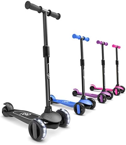 6KU Scooter for Kids Ages 3-5 with Flash Wheels, Kids Scooter 4 Adjustable Height, Toddler Scooter Extra-Wide PU LED Wheels, 3 Wheel Scooter for Kids for Girls & Boys Learn to Steer(Black)