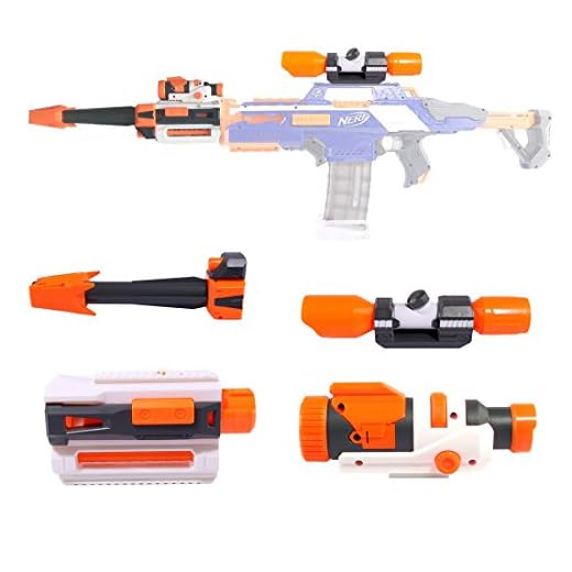 Kits de actualización para Nerf, Accesorios de modificación con Scope + Tubo Frontal + Linterna + Rail Adaptador para Nerf Stryfe/Retaliator/Modulus/Motorized/Regulator