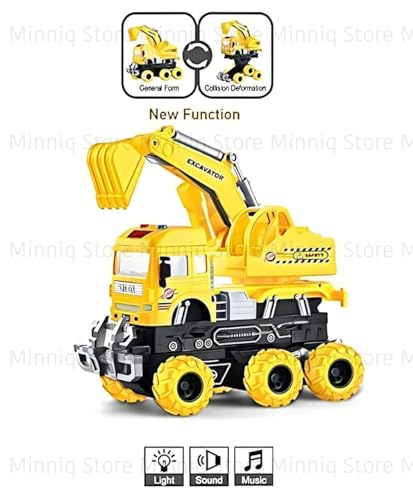 Image of Excavator 6x6 Truck with Lights and Sounds Friction Powered Trailer Model Diecast Truck Toys Best Birthday Gift for Kids (Excavator 6x6 Truck)