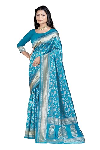 Image of Women's Banarasi Saree Pure Kanjivaram Silk Saree Soft Party Saree collections With Blouse Piece for Wedding saree