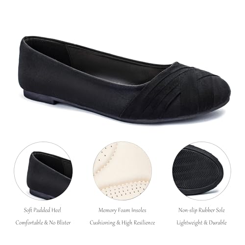 Image of Veittes Women's Wide Width Flat Shoes, Dressy Round Toe Slip On, Soft Comfortable Office Work Daily Walking Ballet Flats.