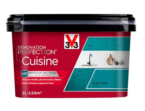 V33 Peinture de rénovation cuisine, Rénovation perfection Bleu lagon satin 2L
