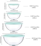Ensemble de bols à mélanger en verre avec couvercles, ensemble de 4 bols à salade en verre avec couvercles (0,6QT, 1,1QT, 2,2QT, 4QT) bols en borosilicate pour la cuisine, la pâtisserie, la préparation, le service et le stockage, excellent cadeau
