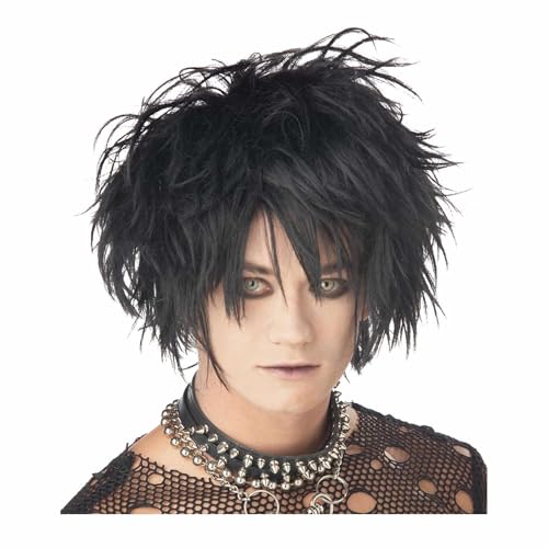 Peluca gótica negra adulto pelo liso largo sintético para cosplay y disfraces temáticos