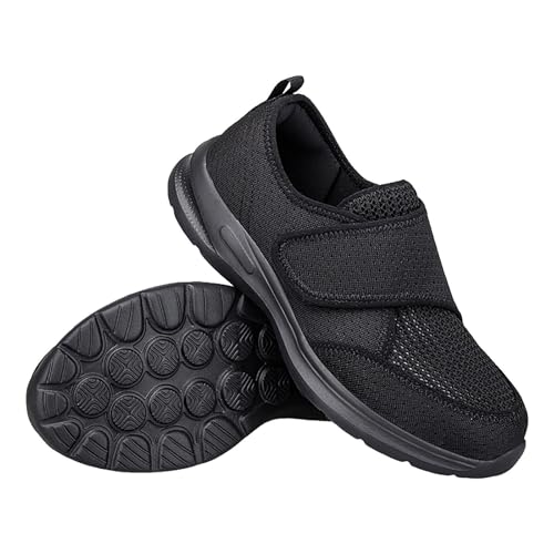 Men's Women's Mesh Round Toe Hook and Loop Loafers with Arch Support Casual Breathable Slip-On Orthopedic Sneakers Comfort Walking Shoes Lightweight Knitted Cushion Running Tennis Gym