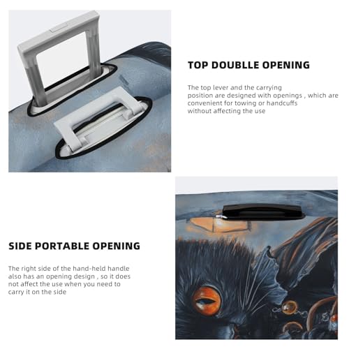 Halloween Black Cat Holding Candy Bag Elastic Travel Luggage Covers Dustproof Scratch-Resistant Suitcase Protector Fit 22-24 Inch3