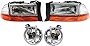 Evan Fischer Headlight Set of 4 Compatible with 2001-2004 Dodge Dakota & 2001-2003 Durango - CH2503122, CH2502122, CH2592113