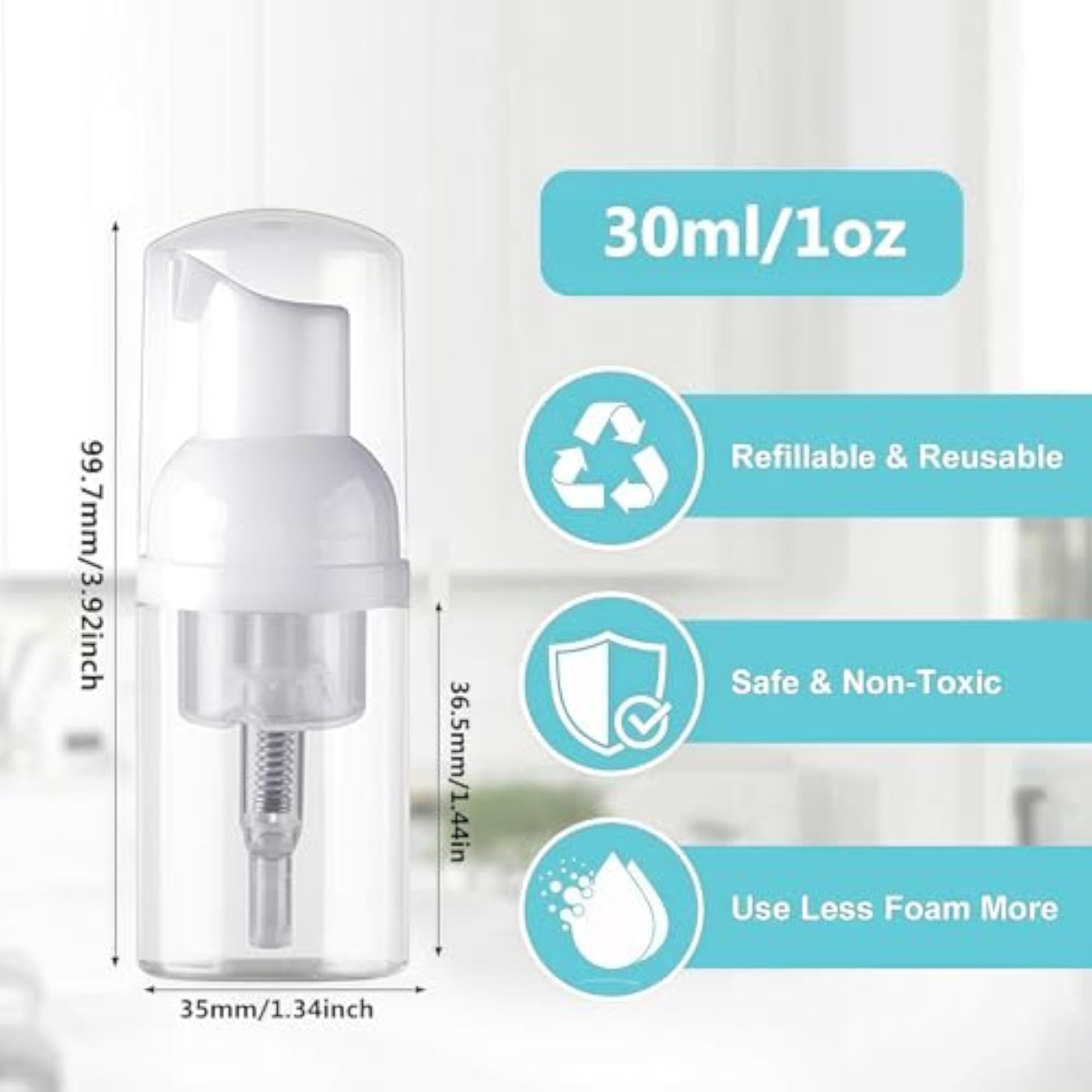 3 Pcs 30ml Empty Clear Plastic Foam Pump Bottles