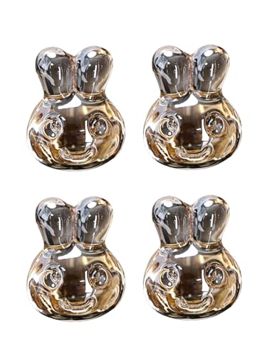 4PCS Amber Color Cute Rabbit Style K9 Crystal Knob for Cabinet, Luxury Crystal with Brass Base Knobs, Furniture Pulls, Handles, No Plastic