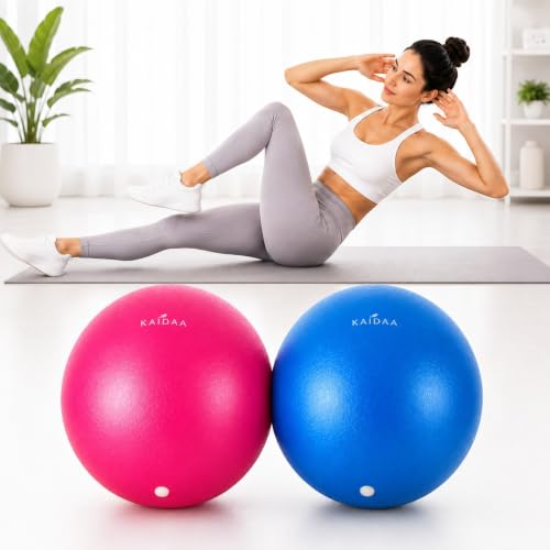 Image of KAIDAA Anti Slip Anti Burst Yoga Ball, (25cm) 9.8 Inch Exercise Mini Soft Workout for Home Gym Yoga, Pilates, Core Training, Pregnancy Workout, Balance, Stability for Men & Woman (Set of 2)