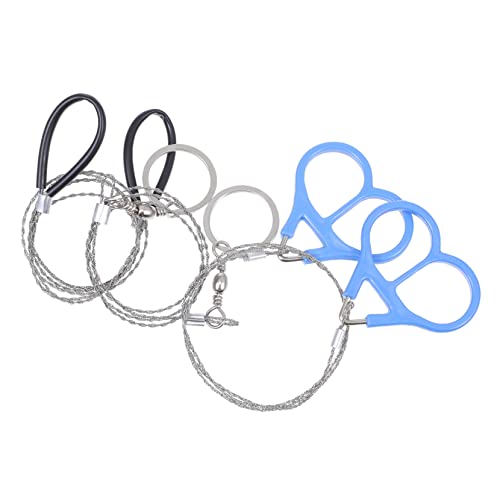 HEMOTON 3Pcs Outdoor Emergency Wire Saw Stainless Steel Survival Cutters with Pull Rings for Camping Hiking and Adventure Compact and Lightweight Design Silver