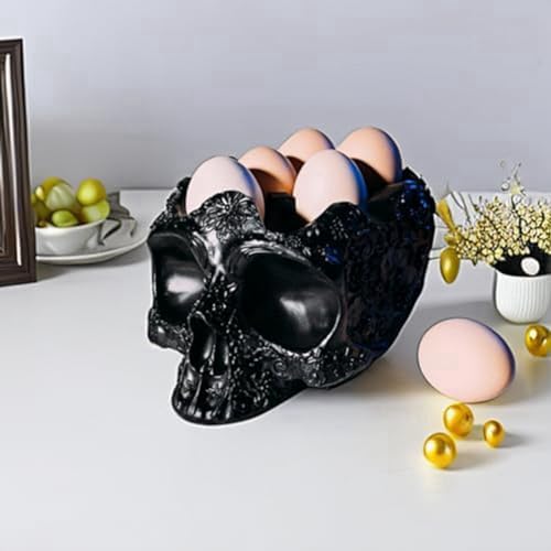Porte-œufs crâne en résine pour une déco de table d'Halloween