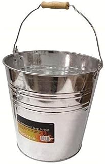 garden mile® 10L Galvanised General Purpose Metal Steel Bucket Metal Cleaning Bucket Galvanised Bucket Heavy Duty Strong Metal Bucket with wooden handle Steel Ash Coal bucket Fire Water (10L)