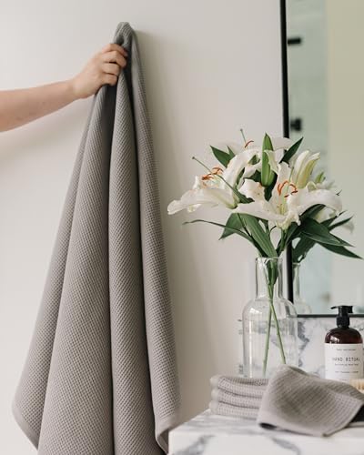 Cozy Earth Waffle Bath Sheets - 60% Cotton 40% Viscose from Bamboo Bath Sheets 40 x 65 Inches - Soft & Absorbent Terry, Reversible Mini Textured Waffle & Weave Pattern - 2 Pack