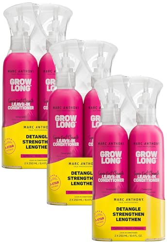 Image of Marc Anthony Leave-In Conditioner Spray & Detangler, Grow Long Biotin, 6-pack - Anti-Frizz Deep Conditioner For Split Ends & Breakage - Vitamin E, Caffeine & Ginseng for Curly, Dry & Damaged Hair