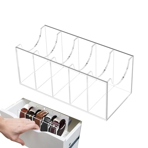 JIEBWCHA Organizador De La Correa Acrílica 5/7 Grid Soporte Almacenamiento Cinturón Acrílico con Compartimentos Vitrina Transparente Multipropósito para Corbata De Armario Pajarita Los Collares
