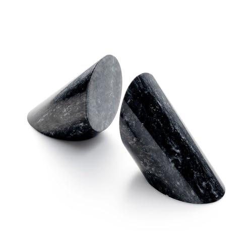Fox Run 100% Natural Polished Marble Bookends, Black, Set of 2, Angled - Image 2