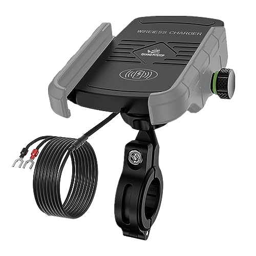 Image of GRAND PITSTOP Mobile Holder for Bikes, Motorcycle, Scooter, Bicycles, Wireless Jaw Grip Bike Mobile Holder for Maps and GPS Navigation with 360 Rotation Aluminium Handlebar Phone Mount-Silver