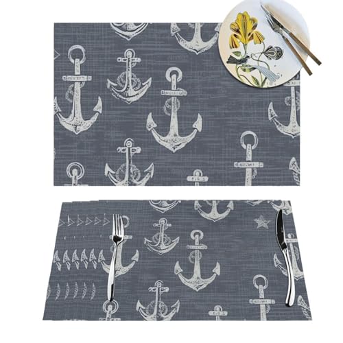 Sets de table tissés motif ancre de qualité supérieure pour réception - 2